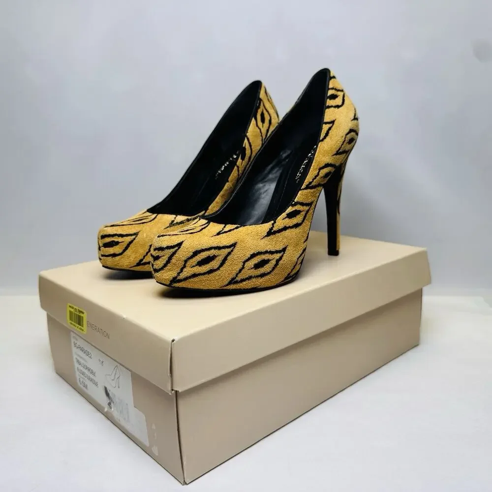 BCBGeneration BCBG Pumps Shoes Stiletto Women Size 6.5 M‎ Brown Black Zebra